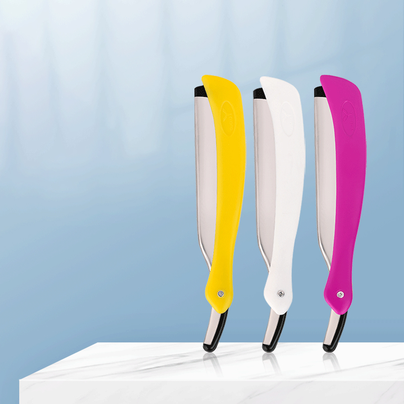 Sobrancelhas de barba dobráveis ​​portáteis aparando navalha reta de 77 lâminas