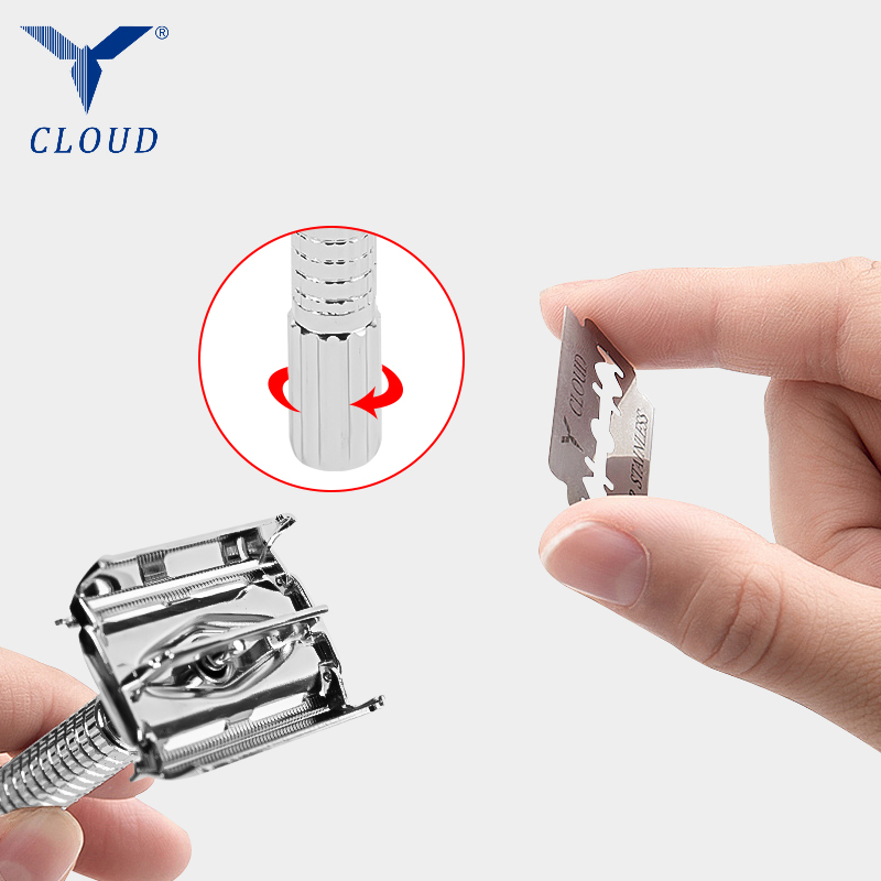 Navalha manual em forma de T aberta com borda dupla de aço inoxidável 74