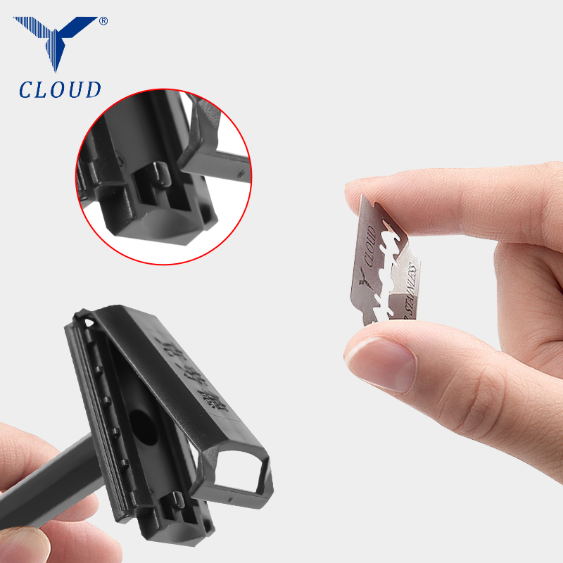 Navalha portátil de viagem em forma de T de plástico com 74 lâminas